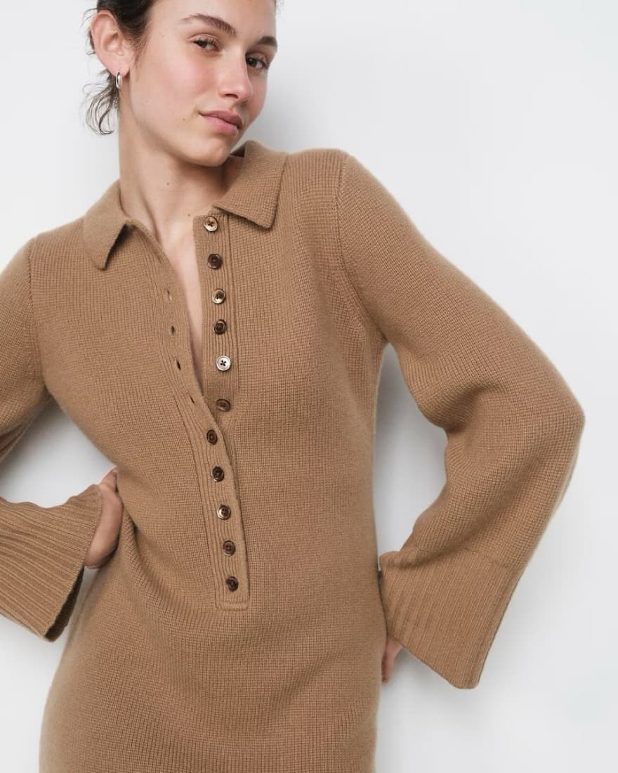 100% Cashmere Polo Sweater Dress - Image 1