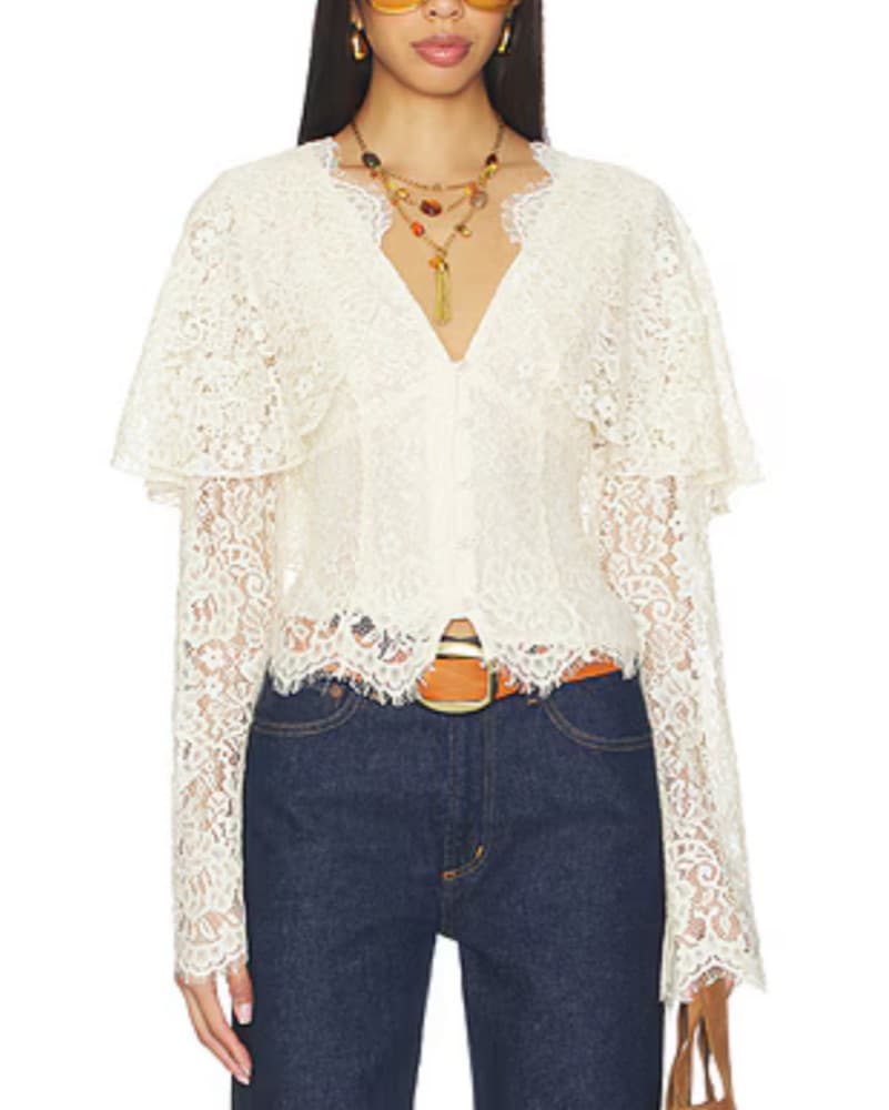 Lace Blouse with Flared Sleeves - Image 1