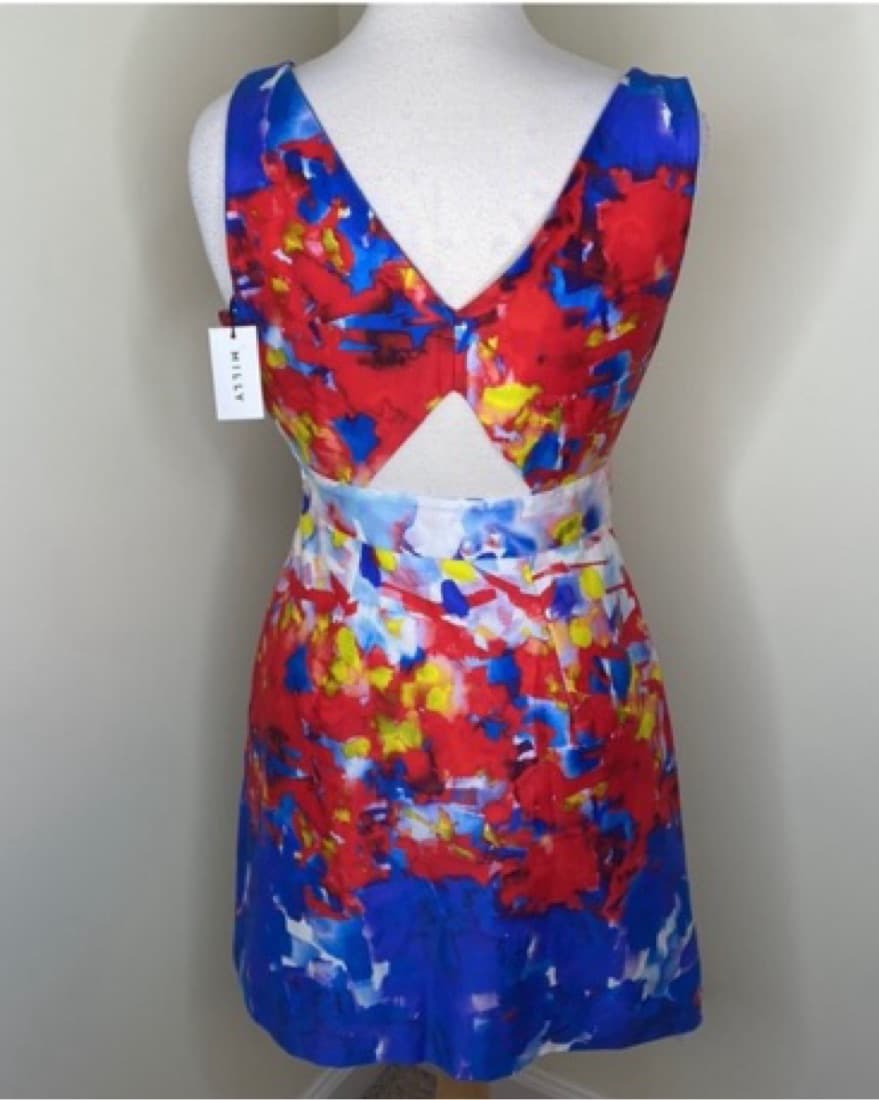 Milly Cut Out Watercolor Mini Dress - Image 4