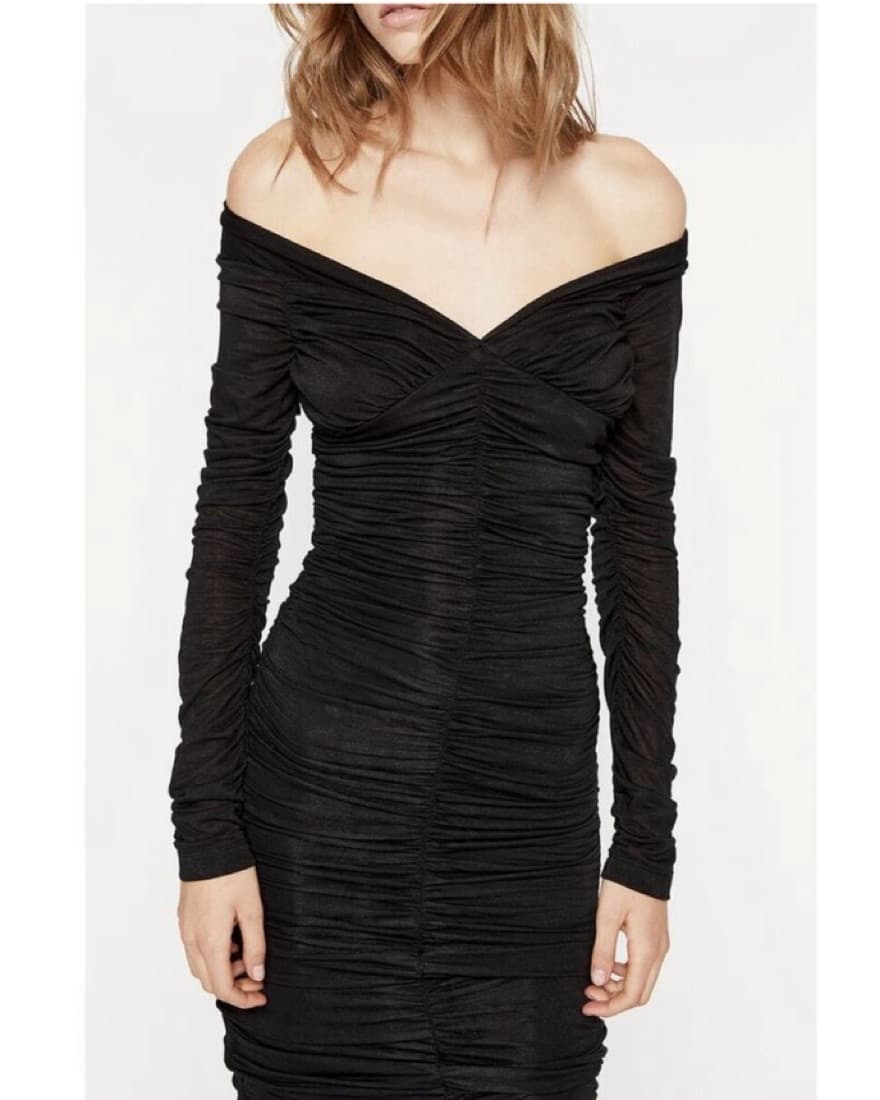 Bardot Ruched Off Shoulder Dress - Image 1