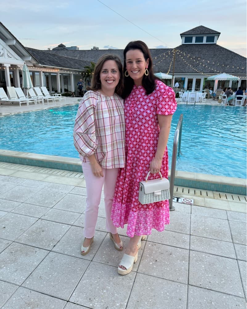 Vibrant Floral Midi Dress and Checkered Button-up - Image 3