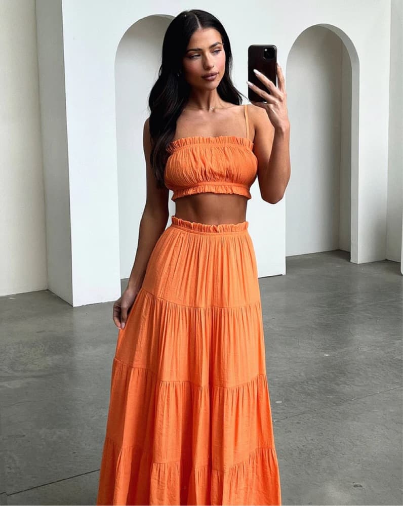 Orange Matching Skirt Set - Image 2