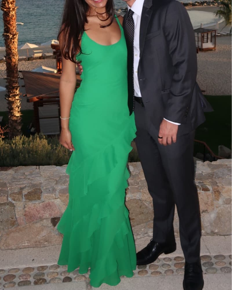 Green Maxi Dress With Ruffles - Image 2
