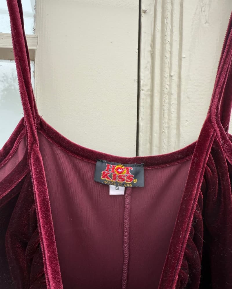 Vintage Burgundy Red Long Dress - Image 2