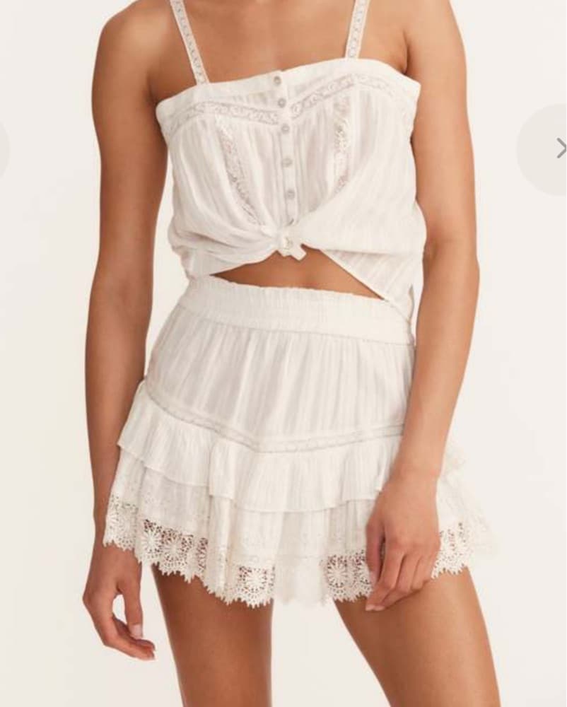 LoveShackFancy Tanisha Skirt White - Image 3