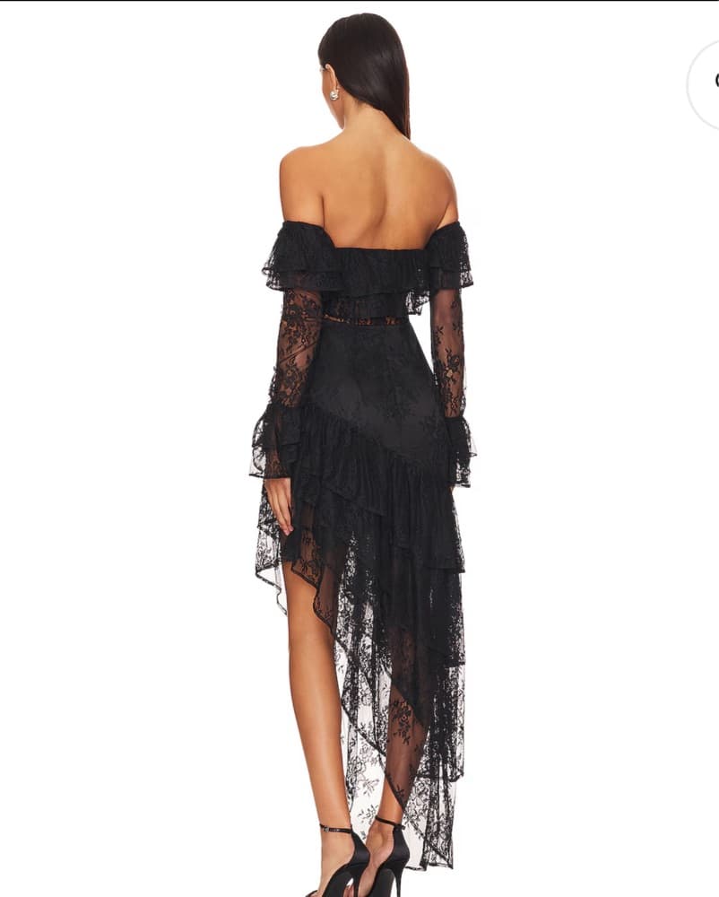 Black Corset Lace Midi Dress - Image 3