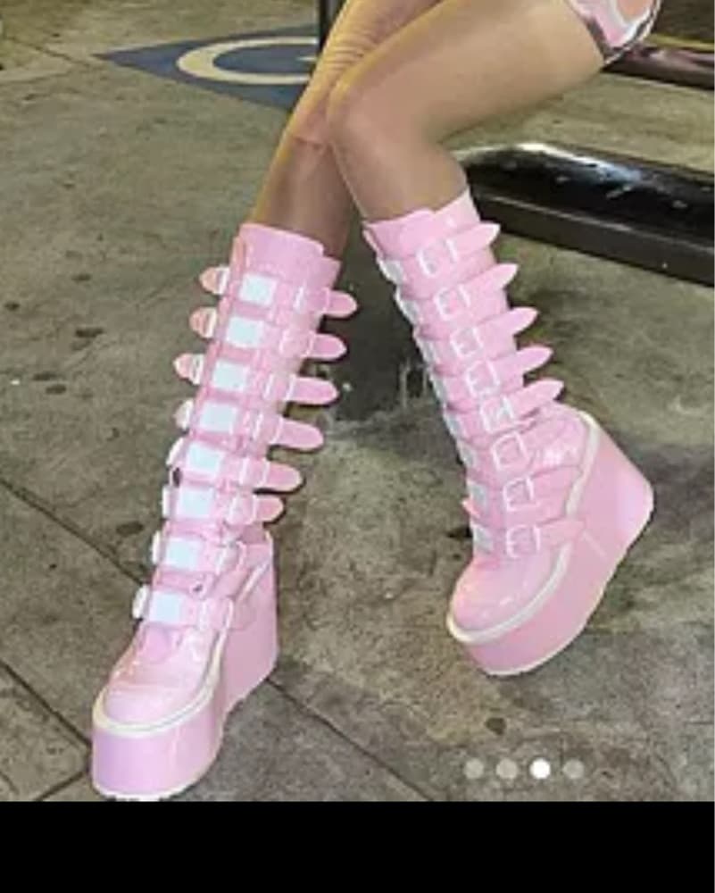 Demonia Halloween Pink Platform Boots  - Image 3