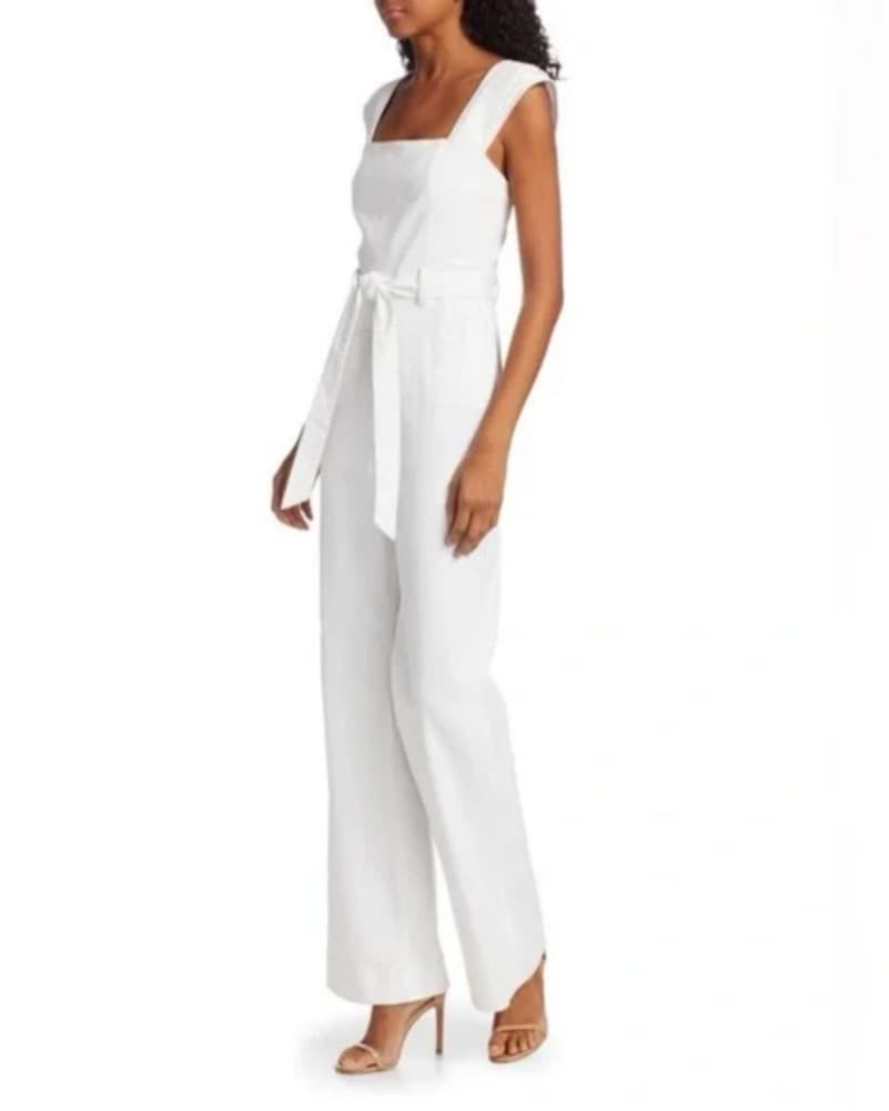 Alice + Olivia White Denim Jumpsuit - Image 4