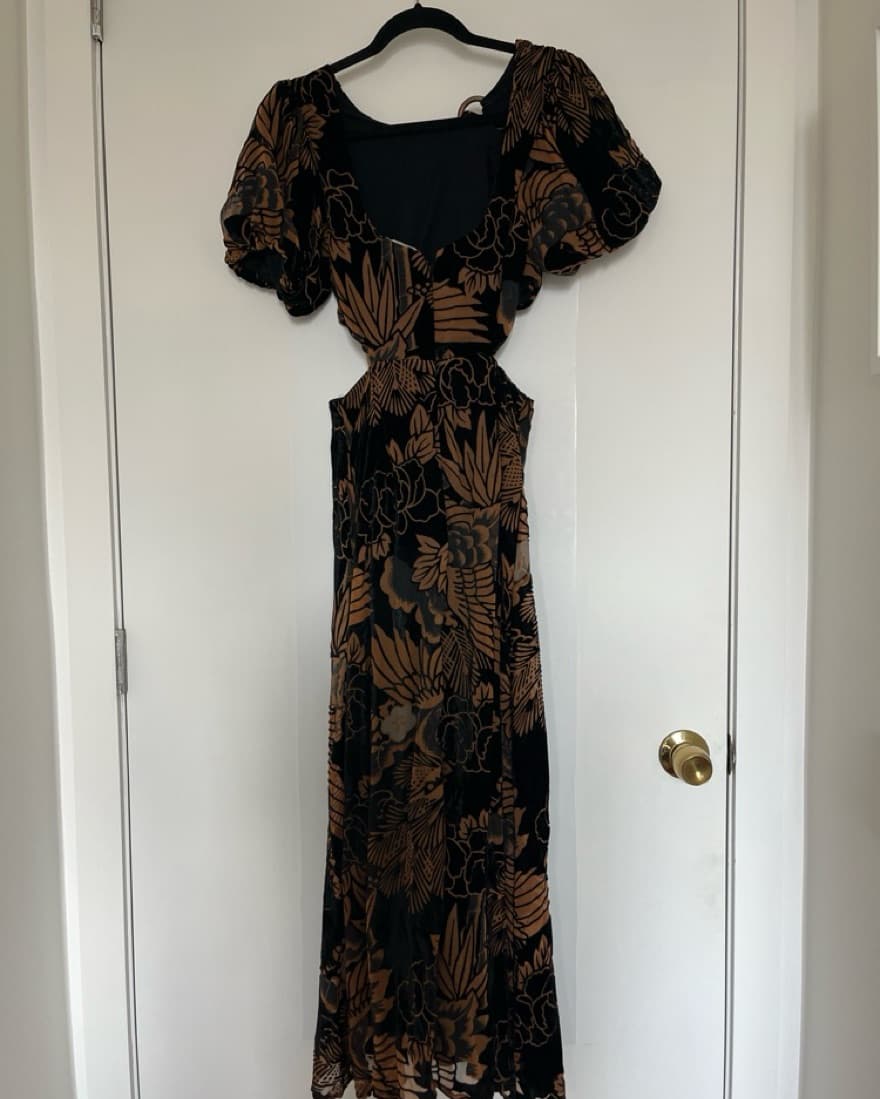 Anthro Velvet Floral Cutout Dress - Image 2