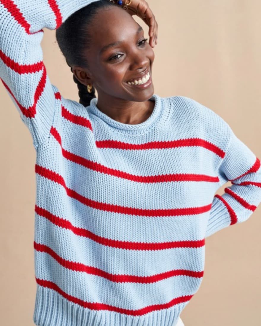 La Ligne Marina Sweater Periwinkle/Poppy - Image 1