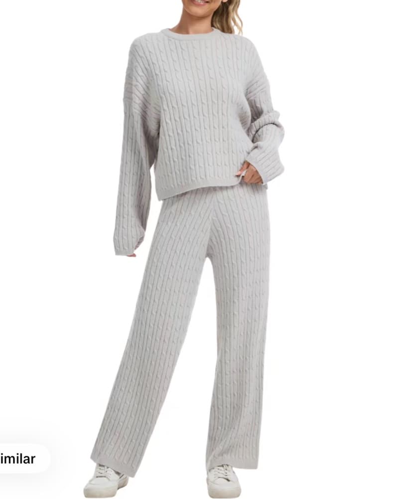 Grey Cable Knit Matching Set - Image 3