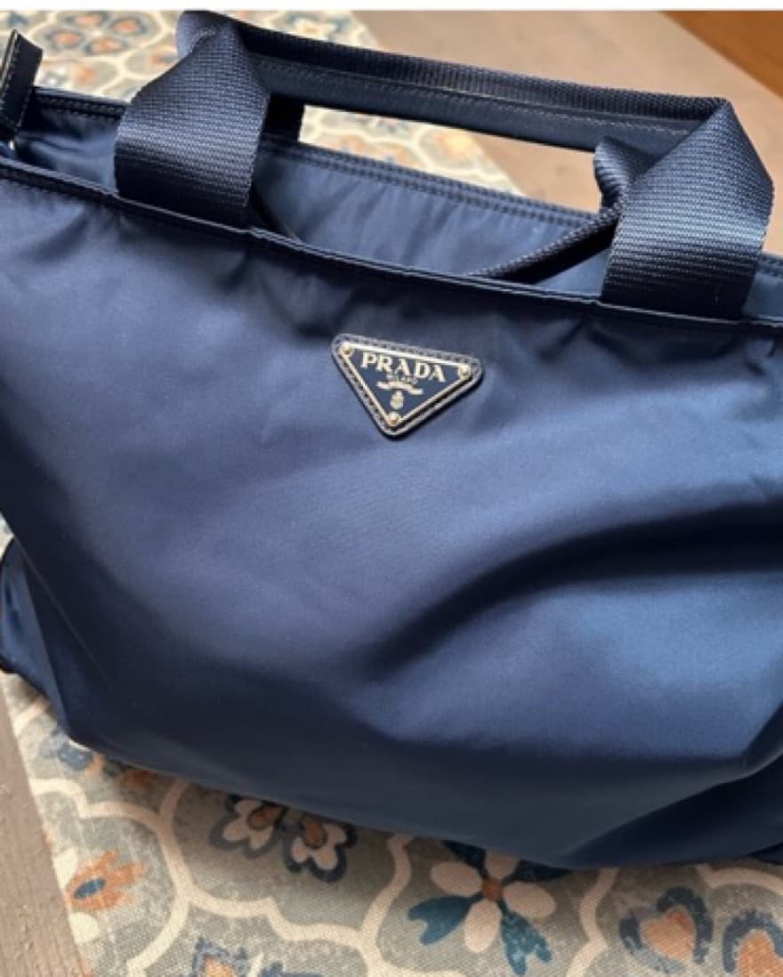 Navy blue PRADA nylon with leather strap - Image 5
