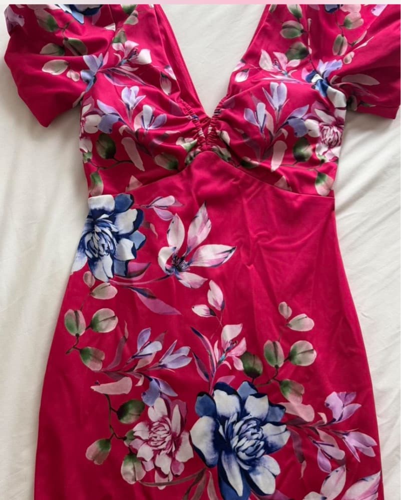 Vibrant Floral Puff Sleeve Dress - Image 3