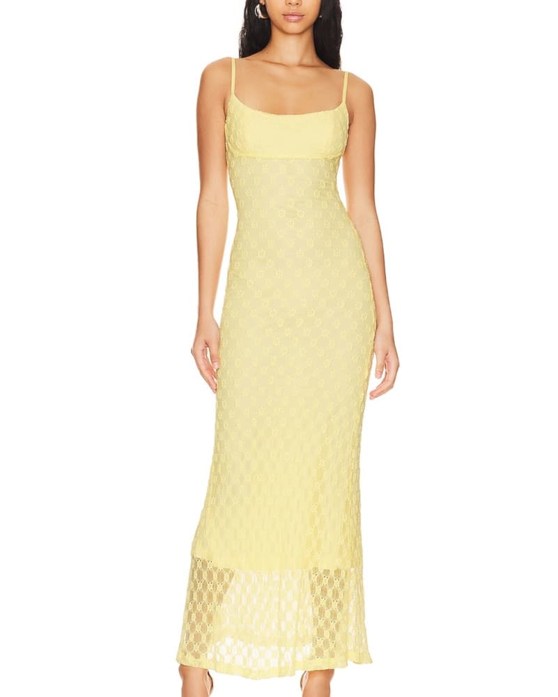 Adoni Mesh Maxi Dress in Canary Yellow  - Image 1