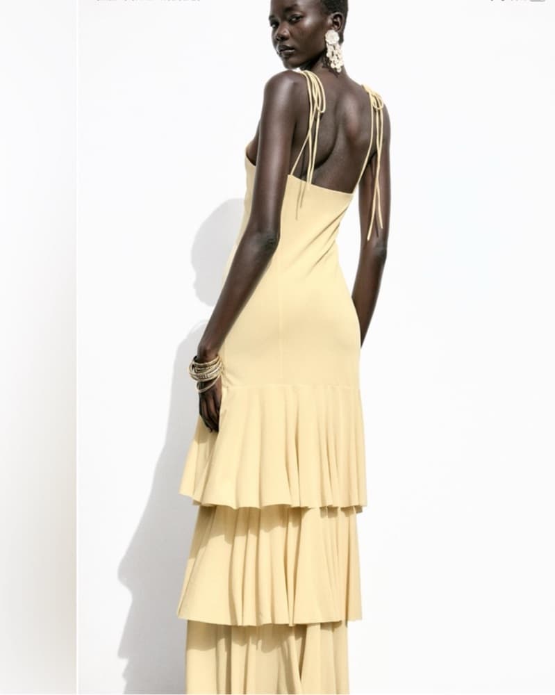 Yellow Zara Ruffle Midi Dress - Image 2
