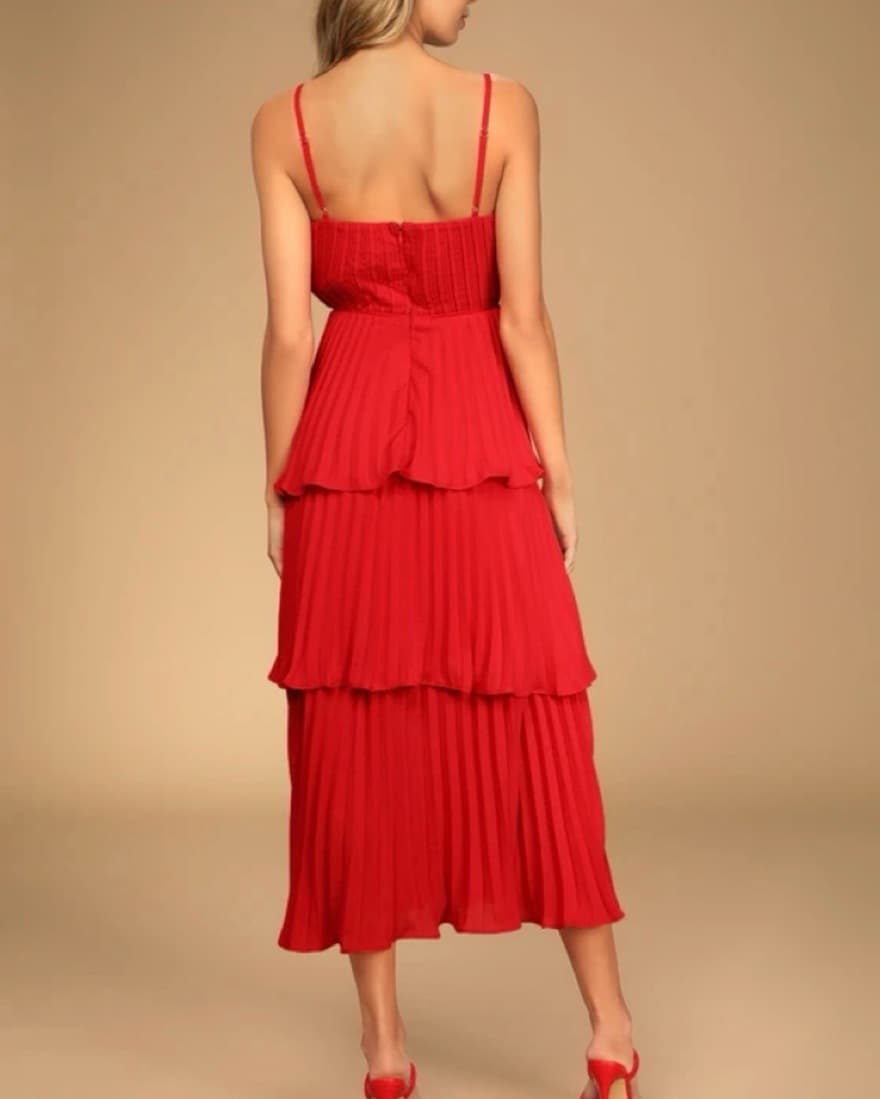 Red Tiered Formal Dress - Image 2