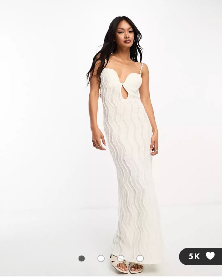 White Pearl Beaded Maxi Dress - Image 1
