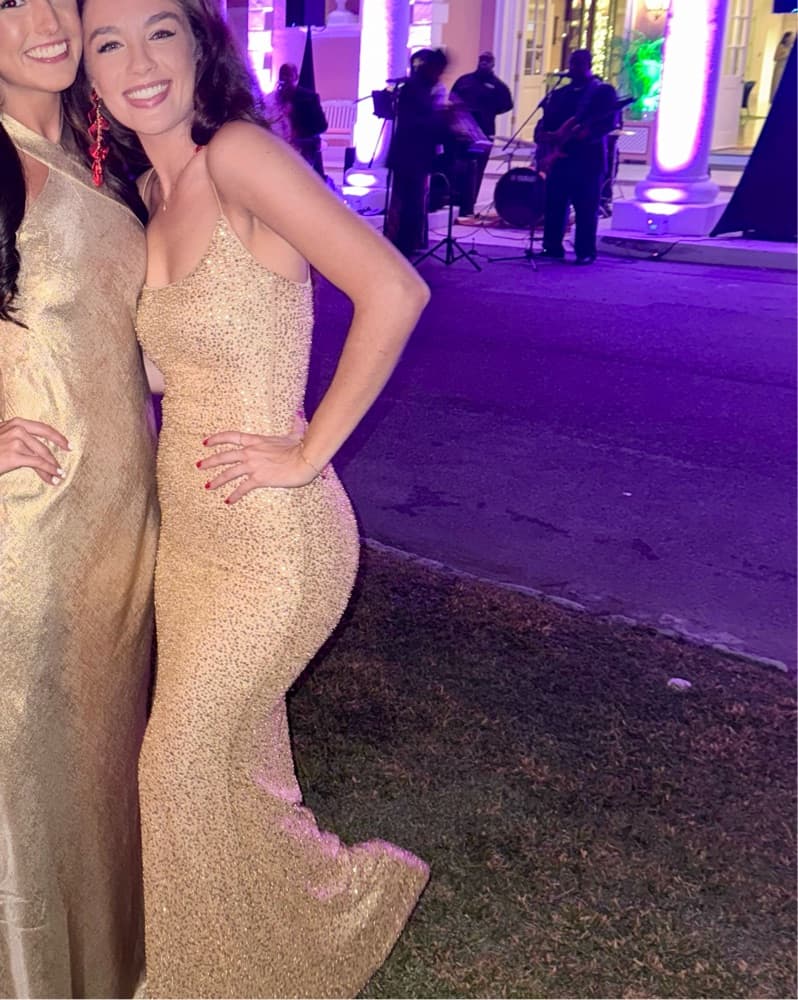 Gold Sequin Maxi Dress Gown - Image 2