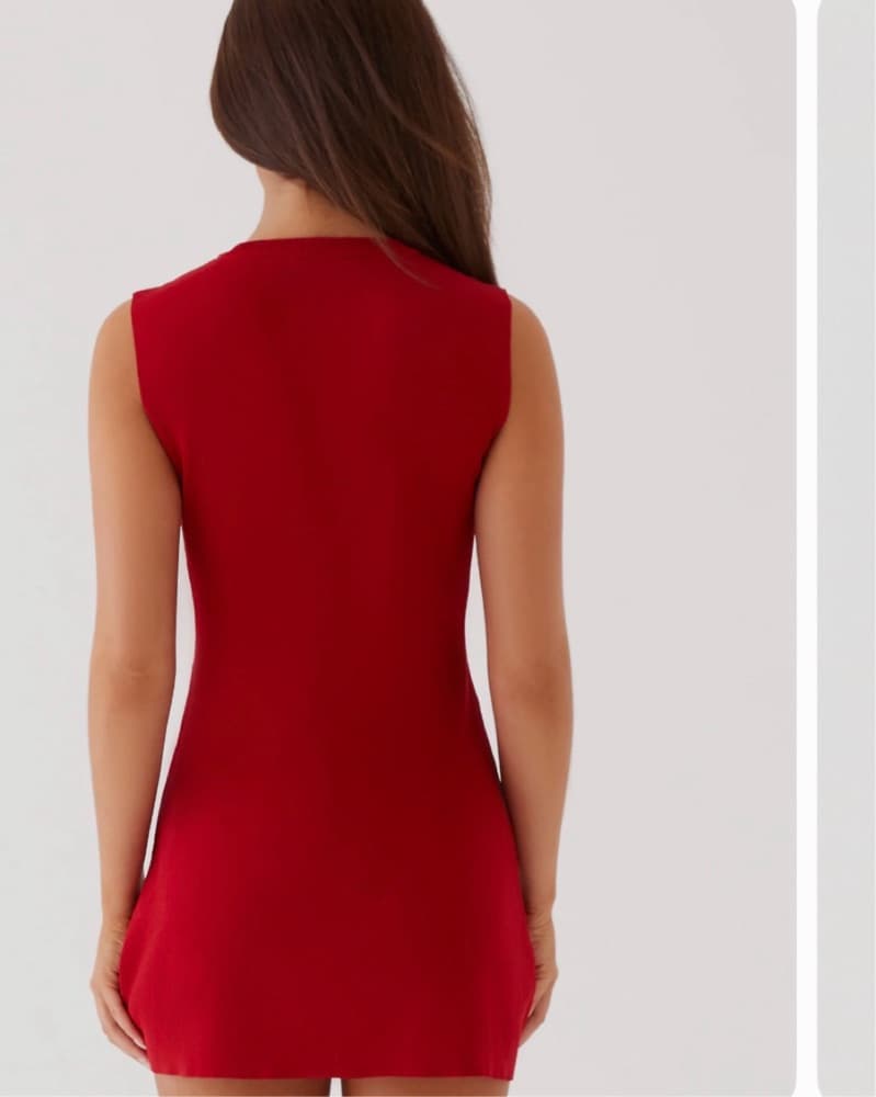 Red Button Down Mini Dress - Image 2