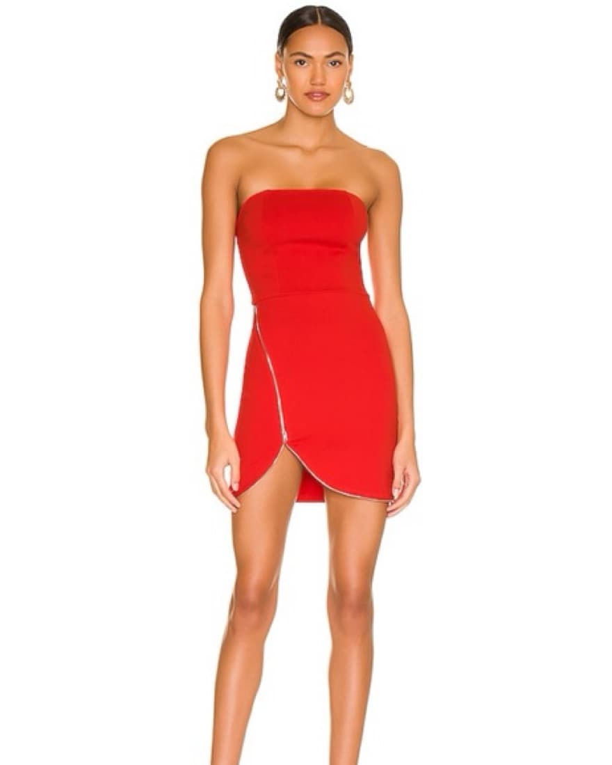 Nylah Front Zip Dress in Red - Image 1