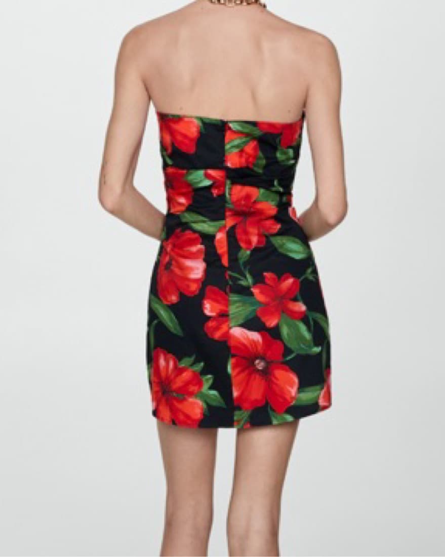 STRAPLESS FLORAL MINI DRESS - Image 4