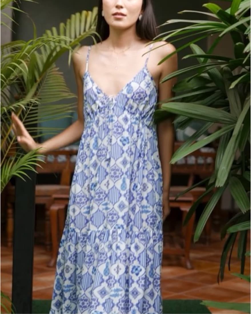 Blue And White Maxi Dress - Image 3