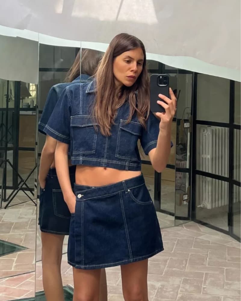 Denim Shirt And Skort Set - Image 1
