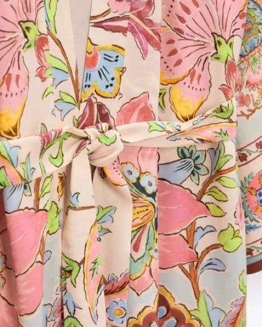 Printed Kimono With Belt - Beach Coverup - Image 3