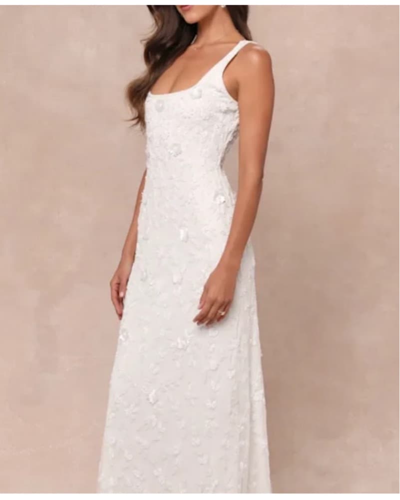 White Beaded Wedding Dress  - Image 2