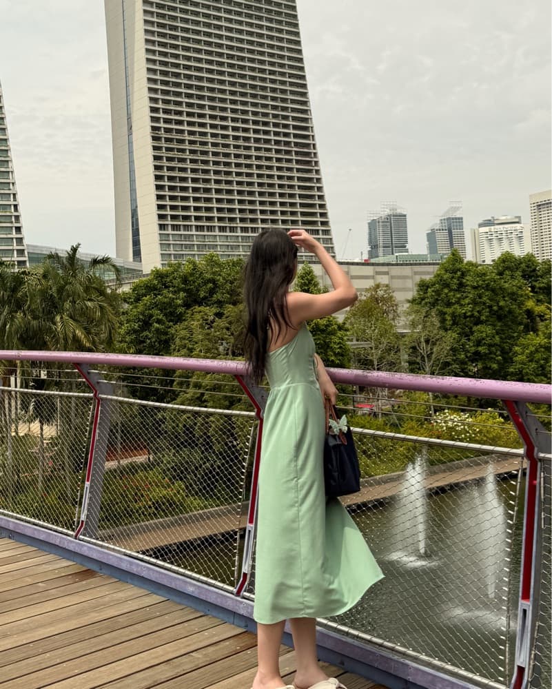 Mint Sage Green Summer Midi Dress - Image 2
