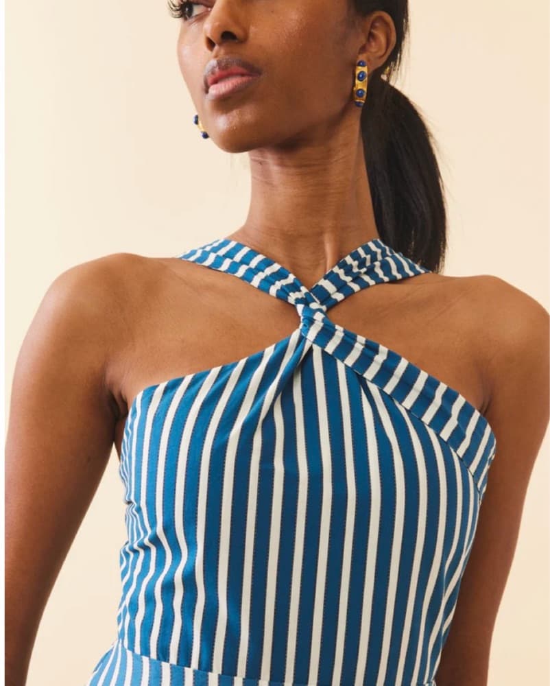 EDDY Striped Halter Maxi Dress - Image 3