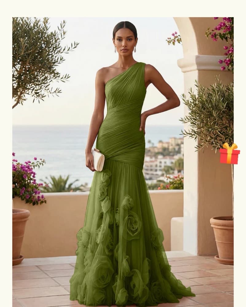 DreamyLilly One Shoulder Tulle 3D Dress - Image 2