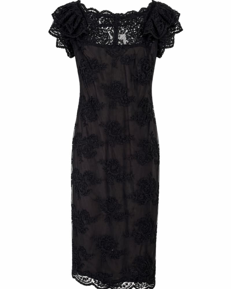 Elegant Black Lace Midi Dress - Image 1