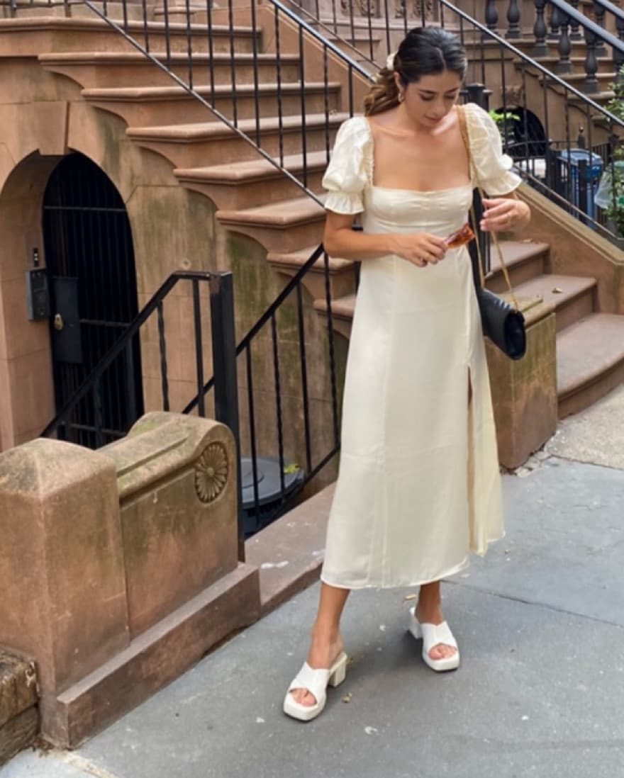 WeWoreWhat Poplin Puff White satin Dress - Image 4
