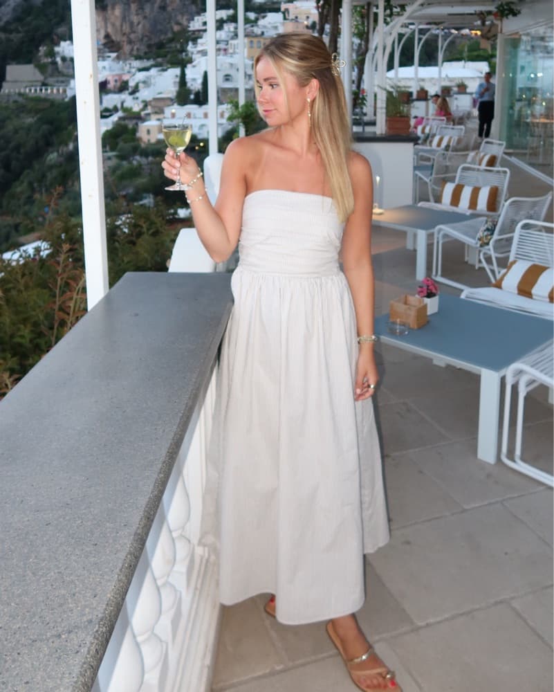 Striped Strapless Maxi Dress - Image 1