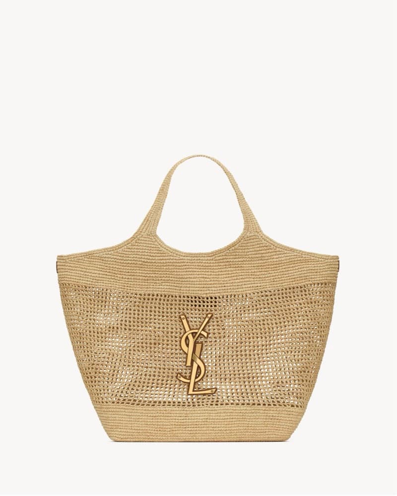 Saint Laurent Beige Raffia Tote Bag - Image 1