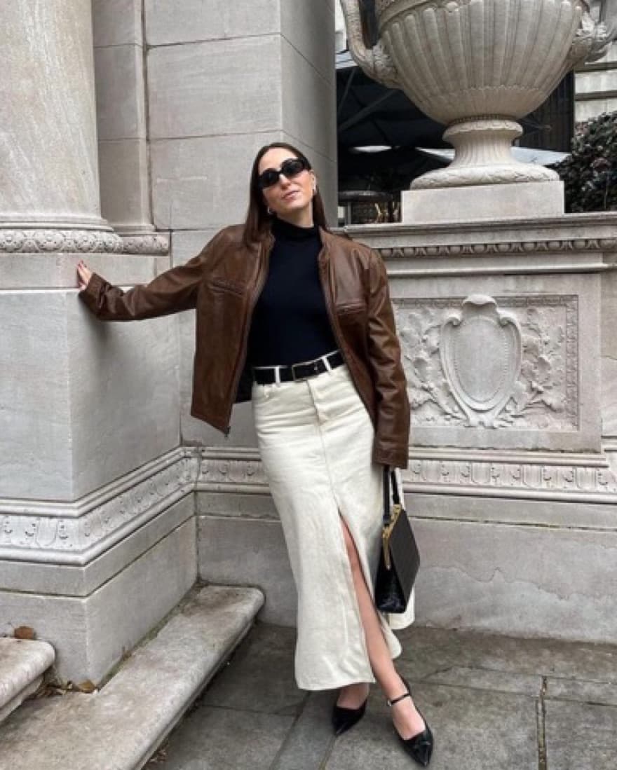 Still Here NYC Cream Denim Skirt - Image 3