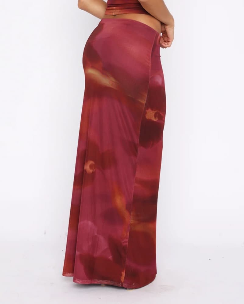 White Fox Maxi Skirt - Burgandy Pattern - Image 3