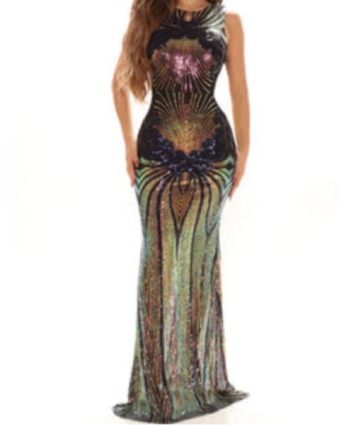 Colorful Sequence Gown - Image 1