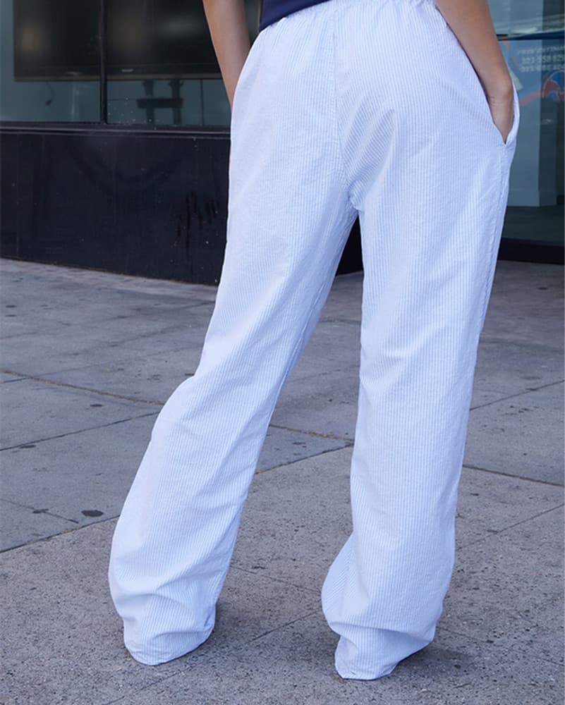 Blue And White Striped Linen Pants - Image 5