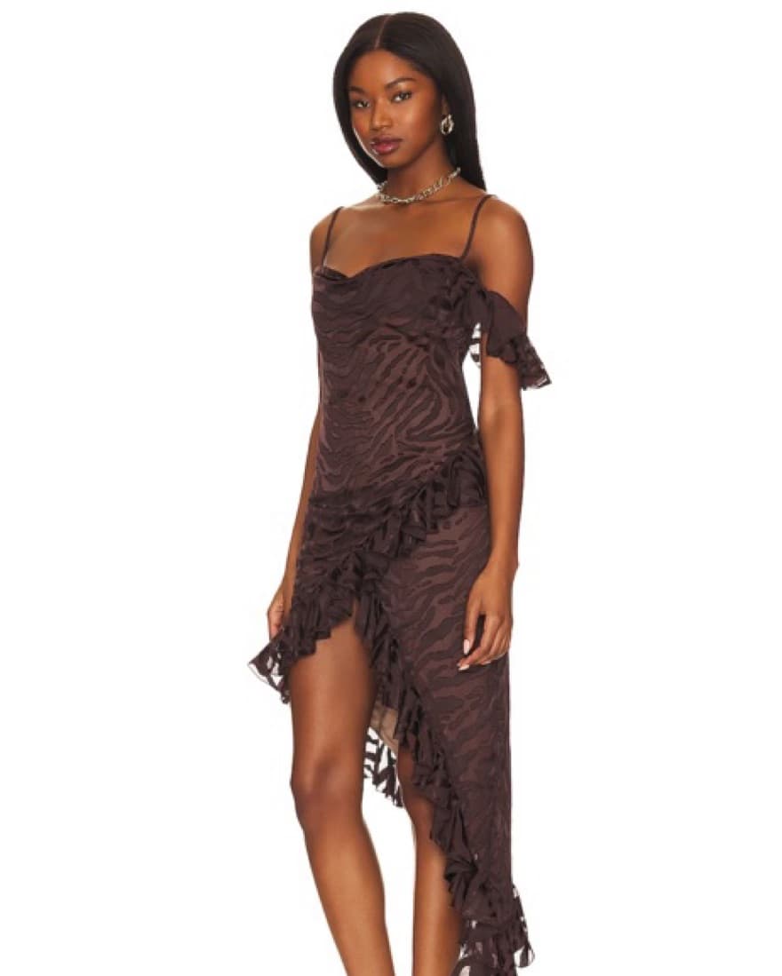 Amy Midi Dress in Brown Animal - Image 3