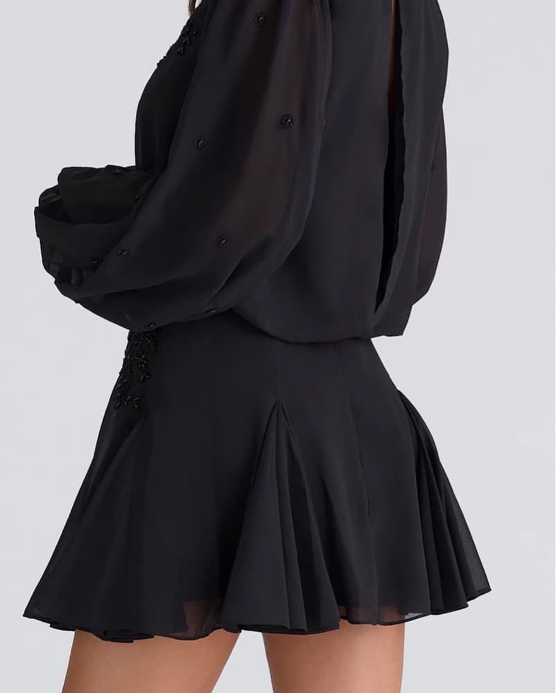 Giana Beaded Godet Long Sleeve Mini Dres - Image 2
