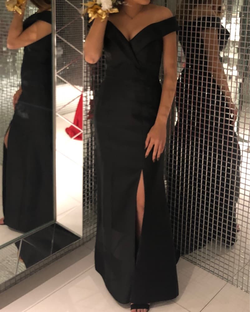 Alfred Sung Black Off-Shoulder Gown - Image 3
