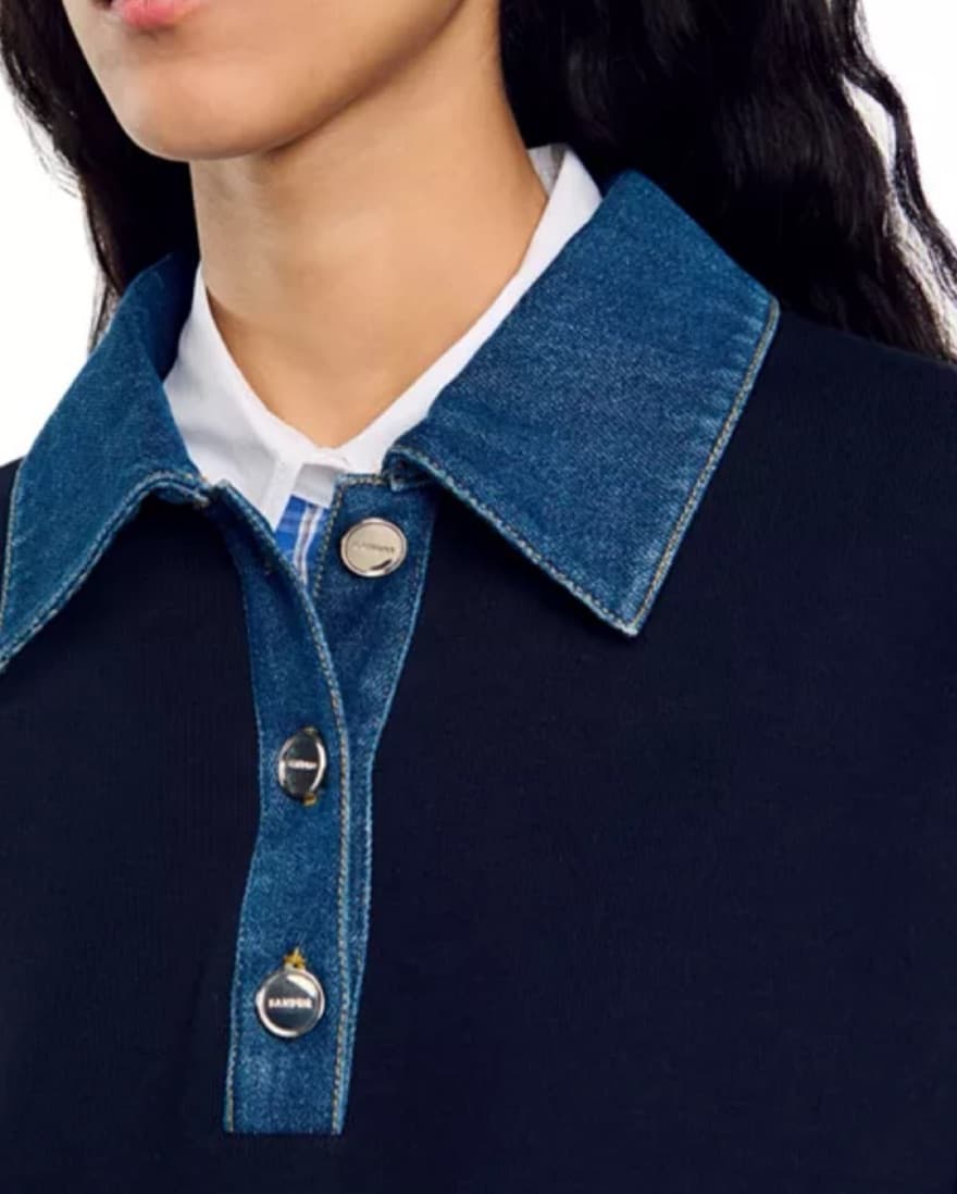 Sandro Damien Denim Collar Sweater - Image 2