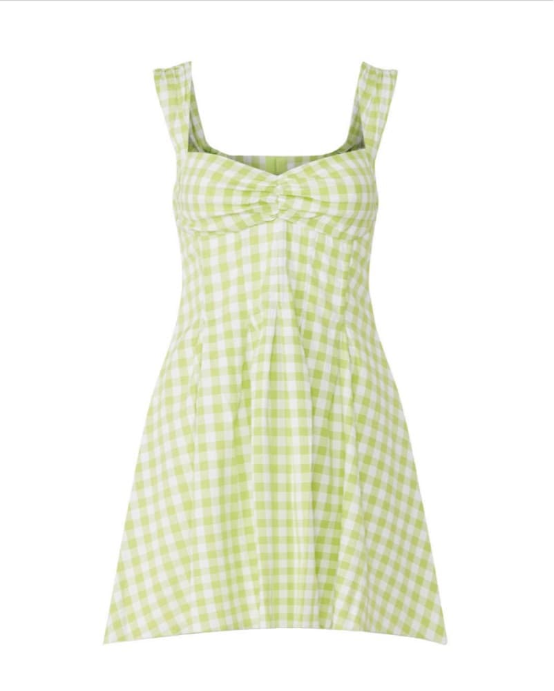 For Love and Lemons Green Plaid Bow Dres - Image 1