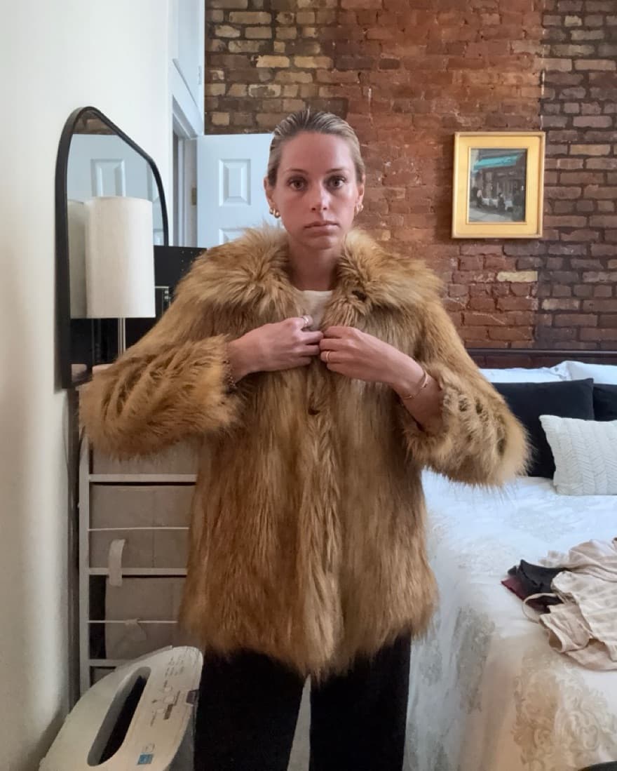 Tan Faux Fur Coat - Image 3