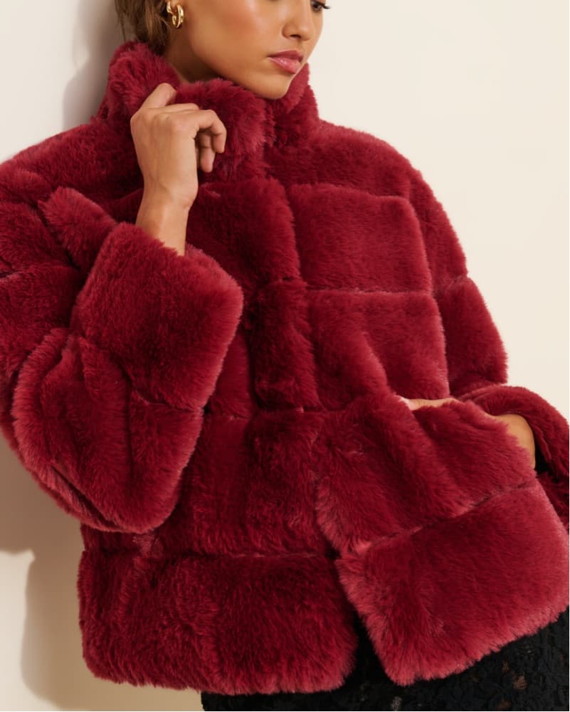 Red Faux Fur Coat - Image 1
