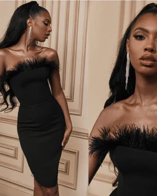 Feather House Of CB Black Dress - Image 1