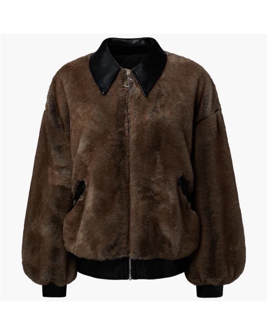 Brown Fur Collar Jacket - Image 3
