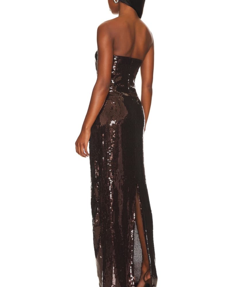 Retrofete Chocolate Brown Sequin Gown - Image 3